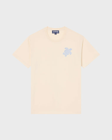 Men Organic Cotton T-shirt Big Turtle Embroidery Off White