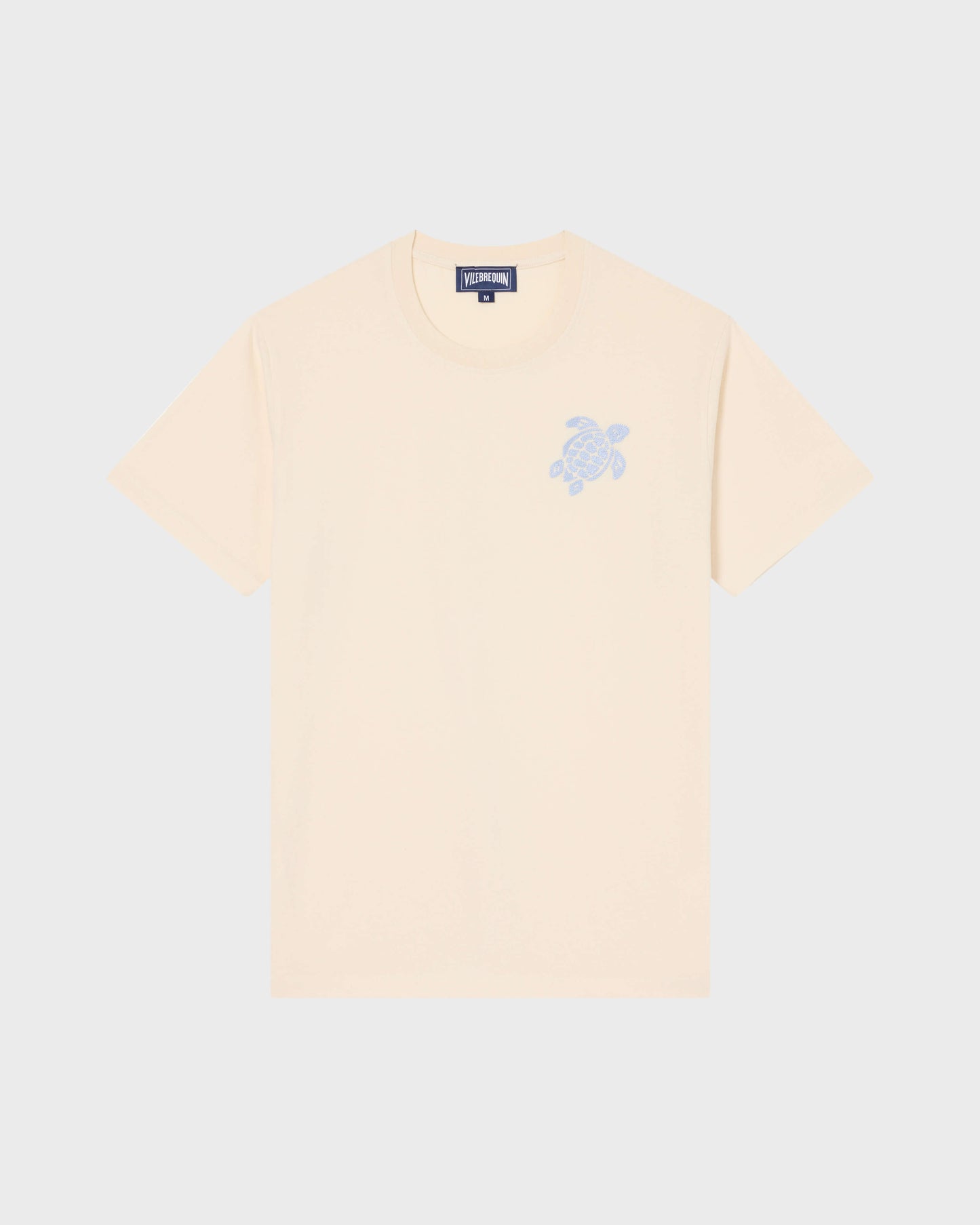 Load image into Gallery viewer, Men Organic Cotton T-shirt Big Turtle Embroidery Off White
