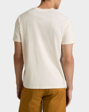 Men Organic Cotton T-shirt Big Turtle Embroidery Off White