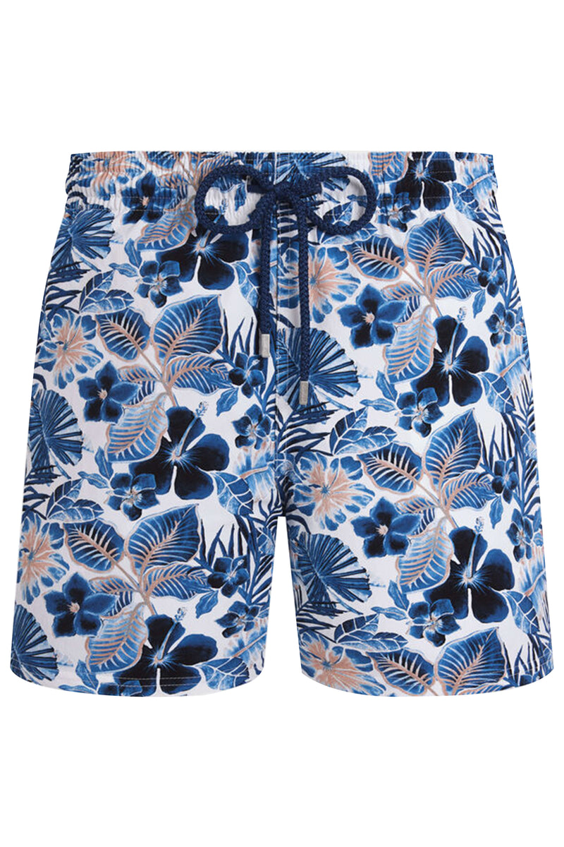 Men Stretch Short Swim Shorts Island Flowers