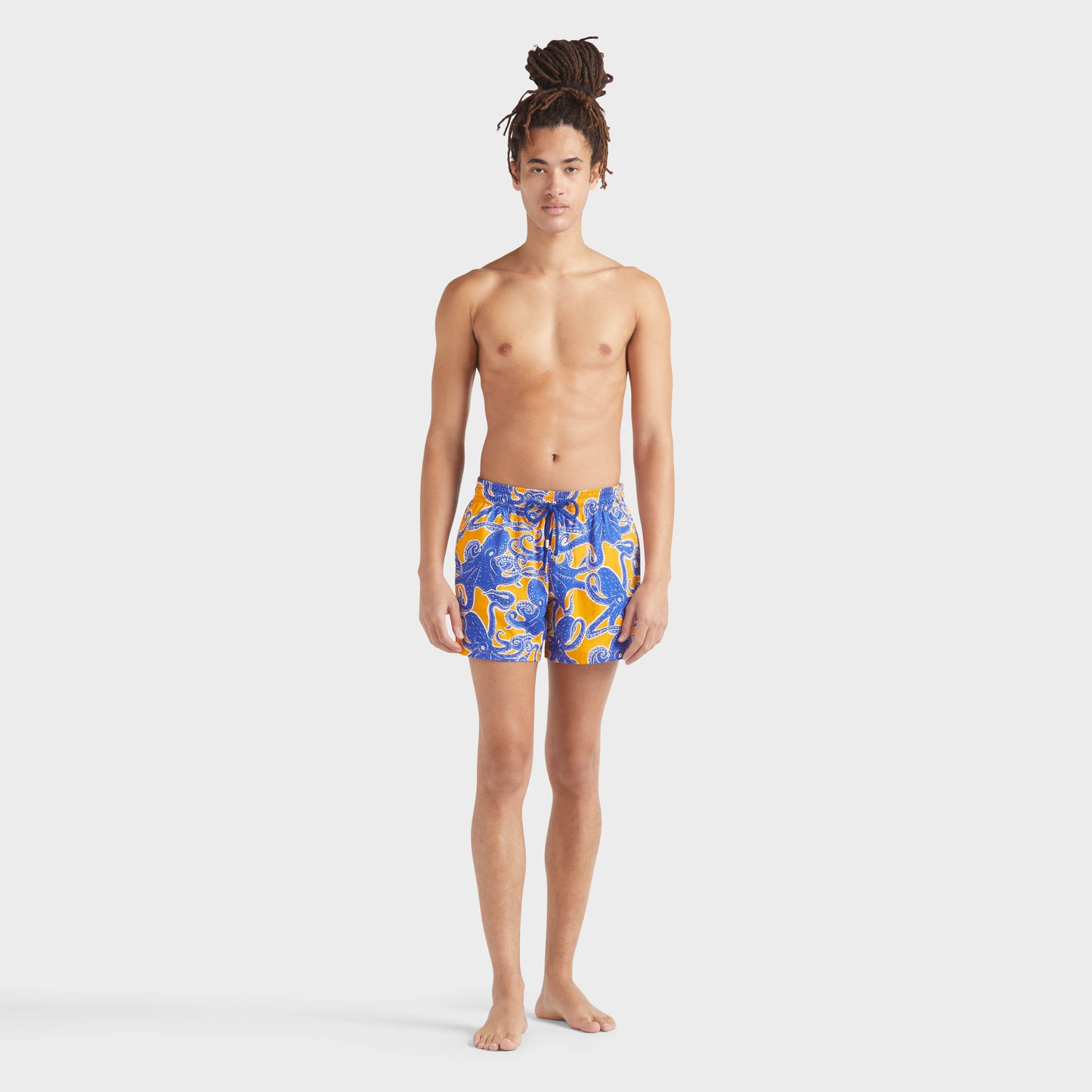 Load image into Gallery viewer, Men Stretch Short Swim Shorts Poulpes Mango/Orange
