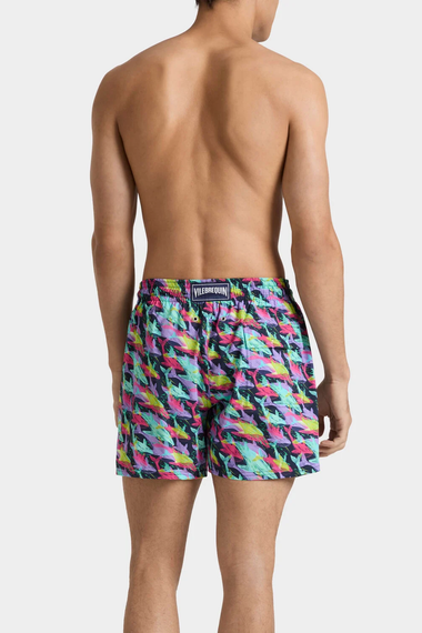 Men Stretch Short Swim Shorts Whales Offset Navy