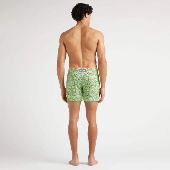 Load image into Gallery viewer, Men Stretch Swim Short Outsinades Green/Yellow
