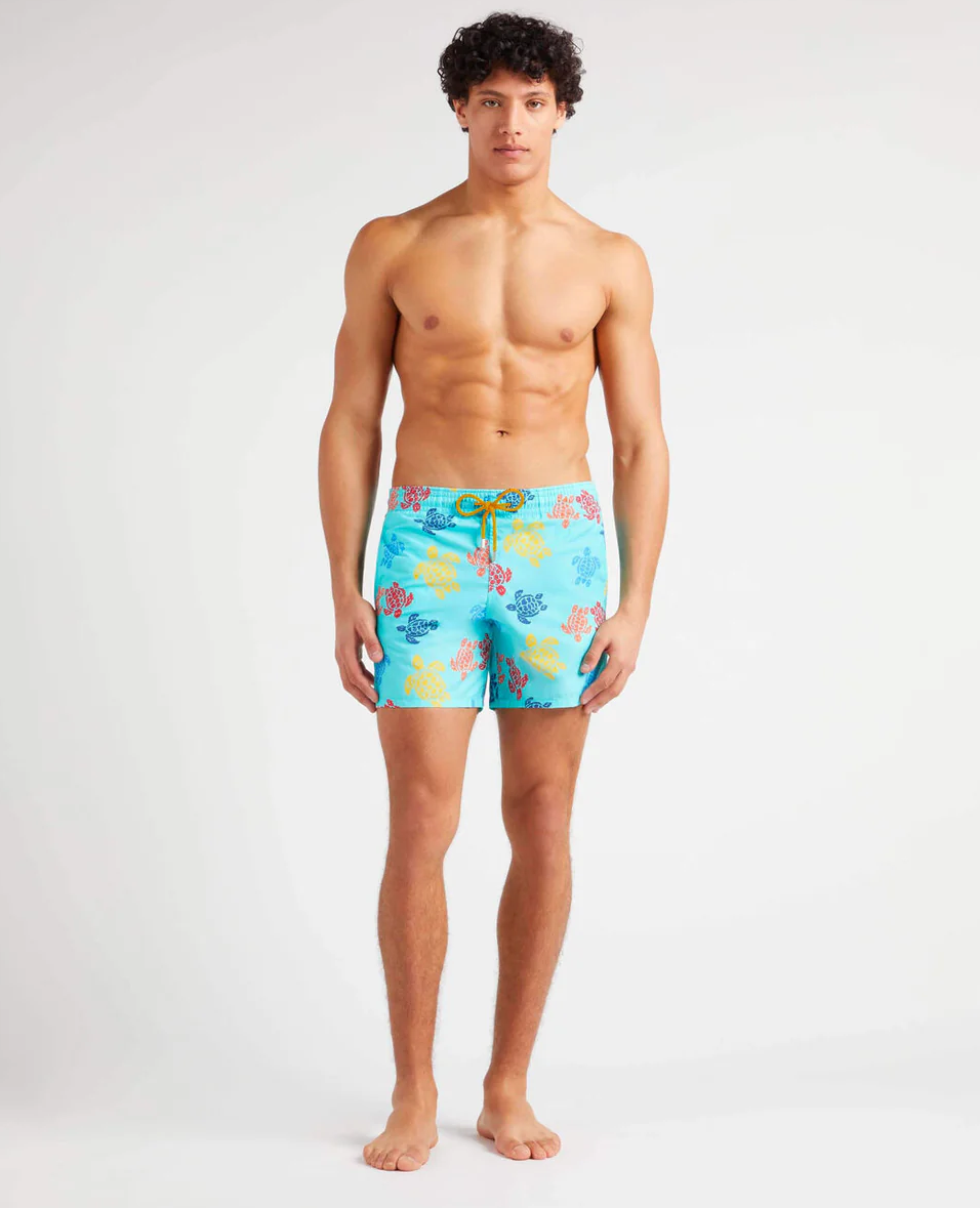 Load image into Gallery viewer, Men Swim Shorts Ronde Des Tortues Tricolor Aqua
