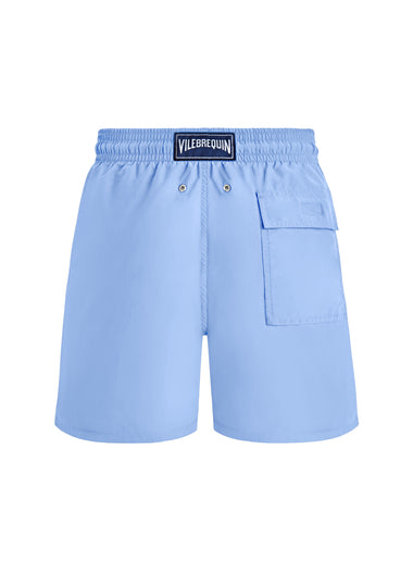 Men Swim Shorts Solid Flax Flower/Blue