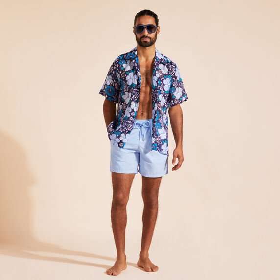 Load image into Gallery viewer, Men Swim Shorts Solid Flax Flower/Blue
