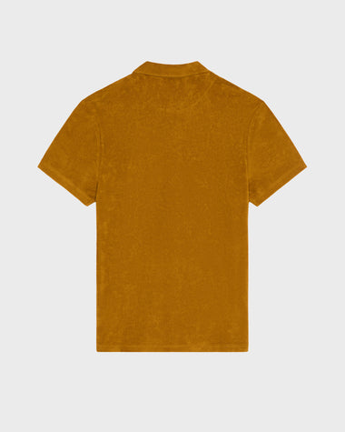 Men Terry Polo Shirt Solid Mud