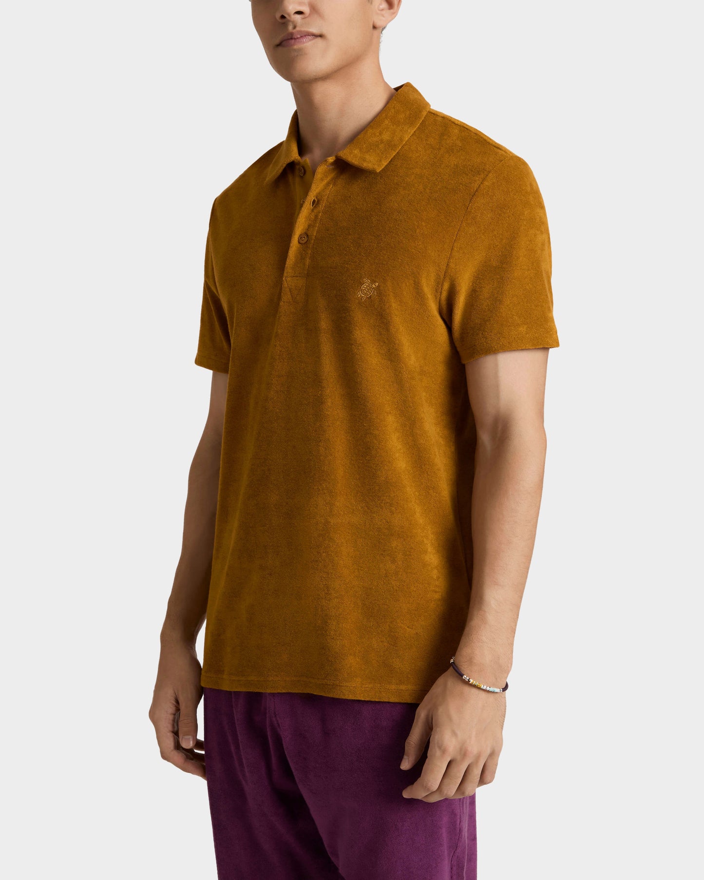 Load image into Gallery viewer, Men Terry Polo Shirt Solid Mud
