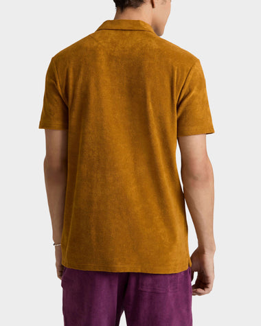 Men Terry Polo Shirt Solid Mud