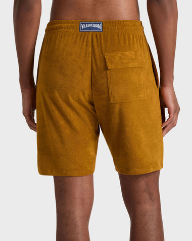 Men Terry Bermuda Shorts Solid Mud