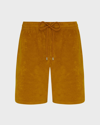 Men Terry Bermuda Shorts Solid Mud