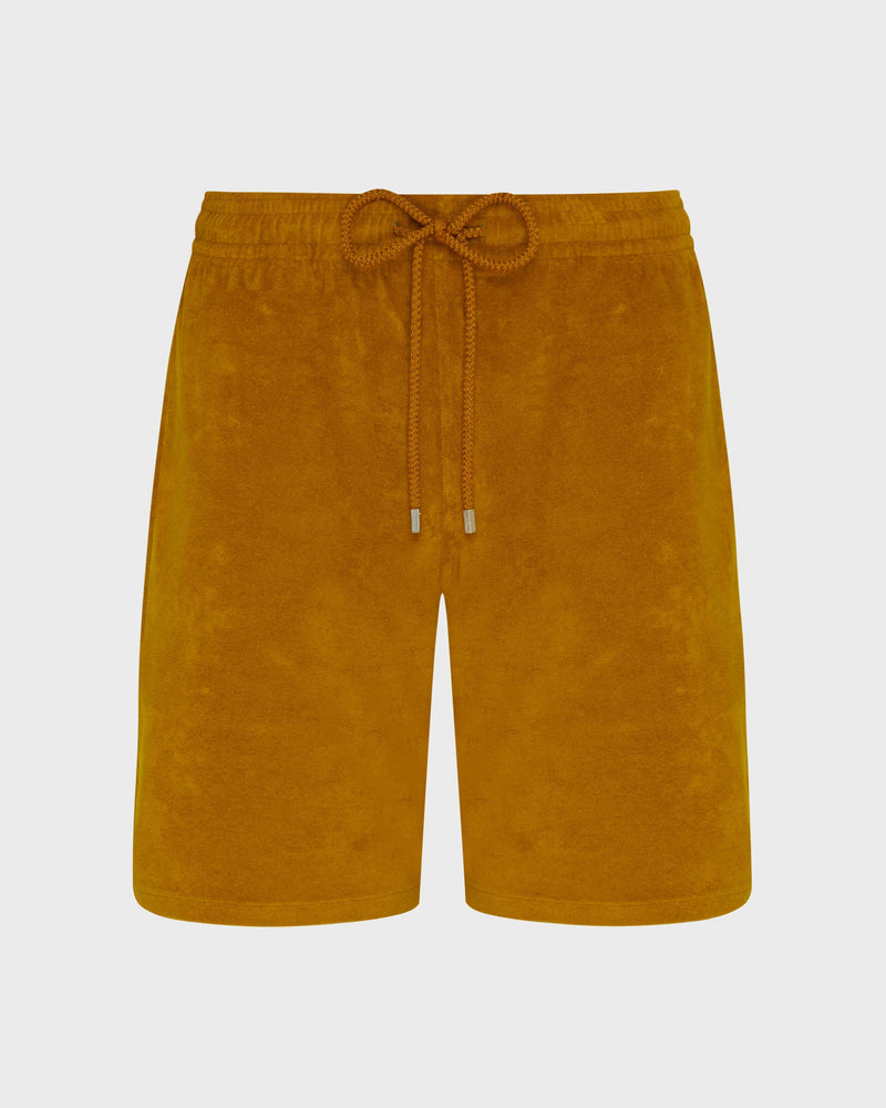Men Terry Bermuda Shorts Solid Mud