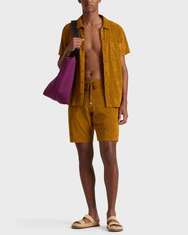 Men Terry Bermuda Shorts Solid Mud