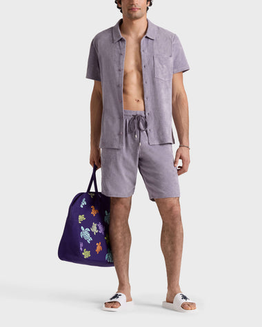 Men Terry Bermuda Shorts Solid Ouragan