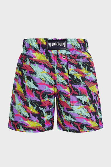 Boys Stretch Swim Shorts Whales Offset Navy