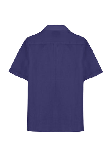 Charli Linen Short Sleeve Shirt Midnight Blue - Shirt