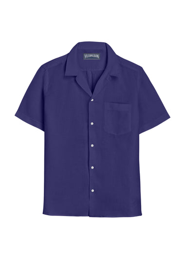 Charli Linen Short Sleeve Shirt Midnight Blue - Shirt