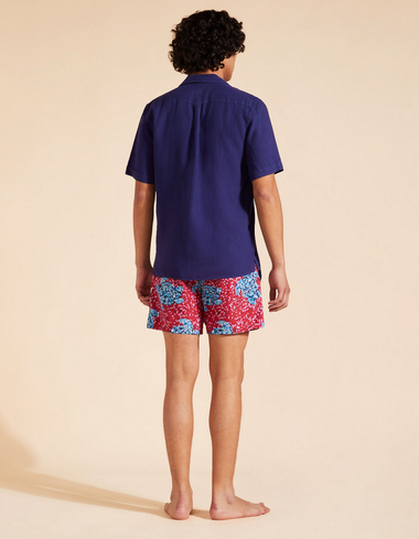 Charli Linen Short Sleeve Shirt Midnight Blue - Shirt