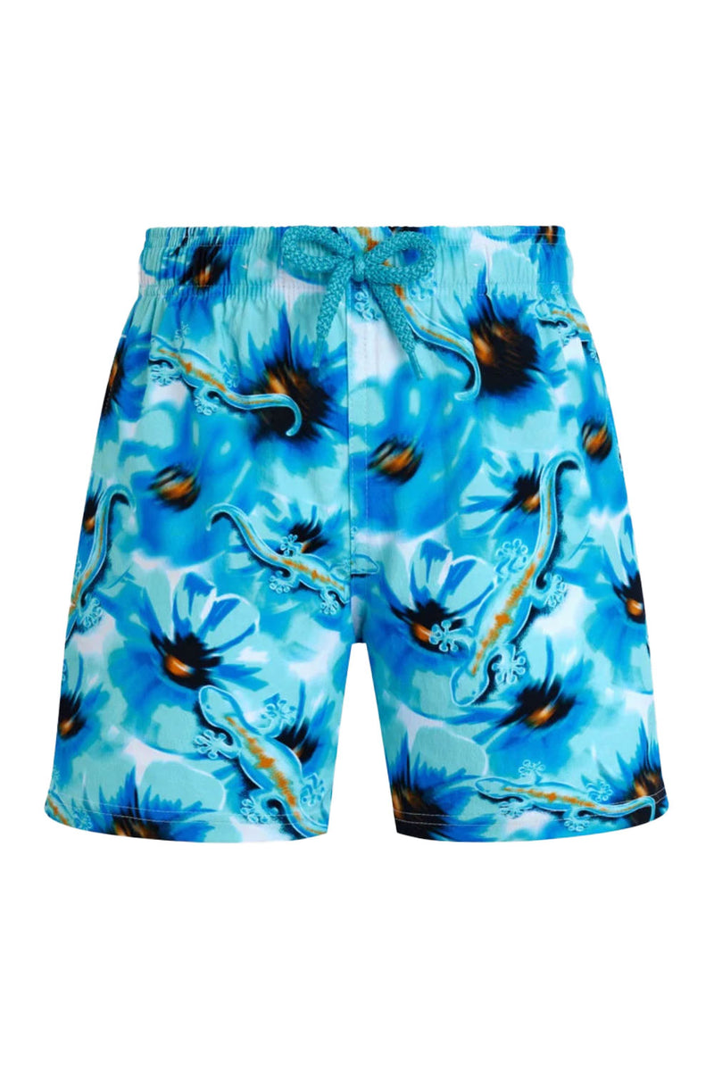 Boys Stretch Swim Shorts Poppies and Geckos