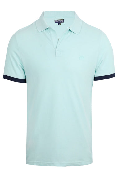 Men Organic Cotton Pique Polo Shirt Pacific