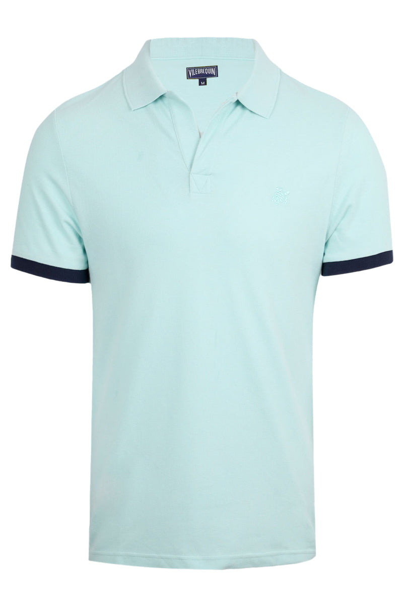 Men Organic Cotton Pique Polo Shirt Pacific