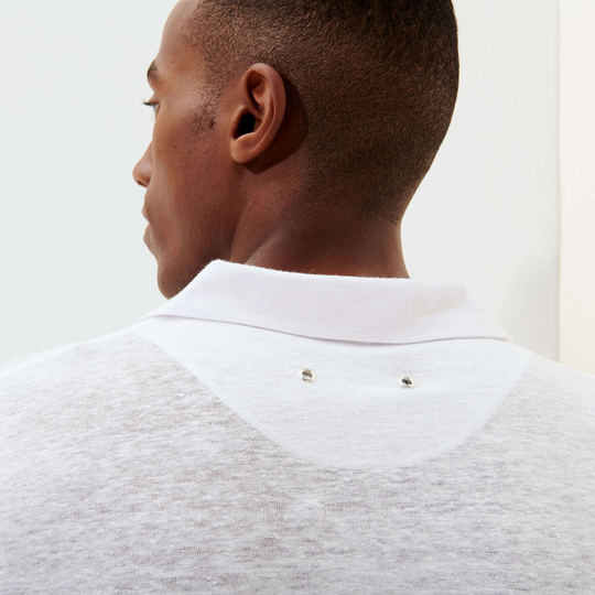 Load image into Gallery viewer, Men Linen Jersey Polo Shirt Solid White - Polo Shirt
