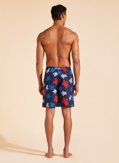 Men Long Swim Shorts Ronde des Tortues Navy Blue - Men’s Swim Shorts