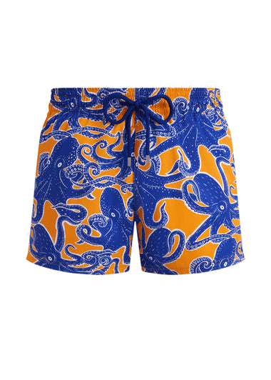 Men Stretch Short Swim Shorts Poulpes Mango/Orange