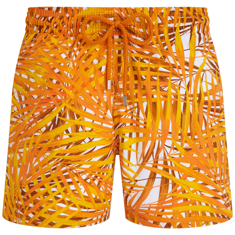 Men Stretch Swim Short Palm Leaves