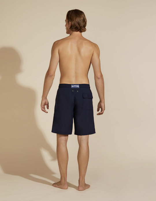 Load image into Gallery viewer, Men Long Swim Shorts Solid Navy Blue - Men’s Swim Shorts
