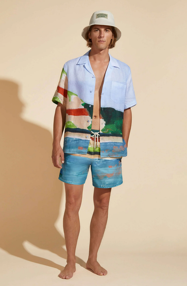 Men Swim Shorts Highsnobeity Chambray Blue - Men’s Swim Shorts