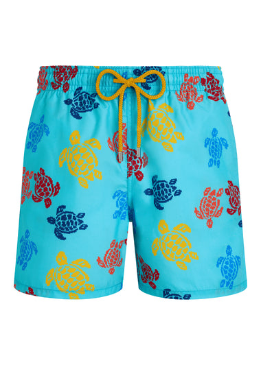 Men Swim Shorts Ronde Des Tortues Tricolor Aqua