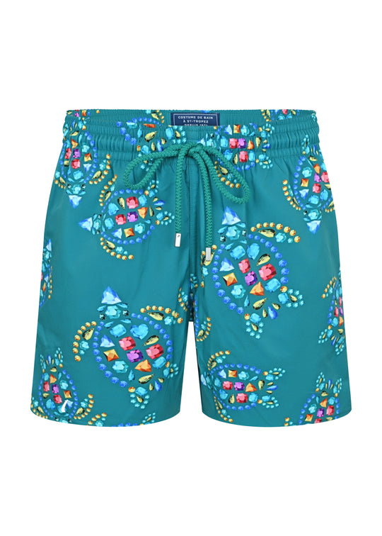 Men Swim Shorts Vendome Turtle Fanfare Green - Men’s Swim Shorts