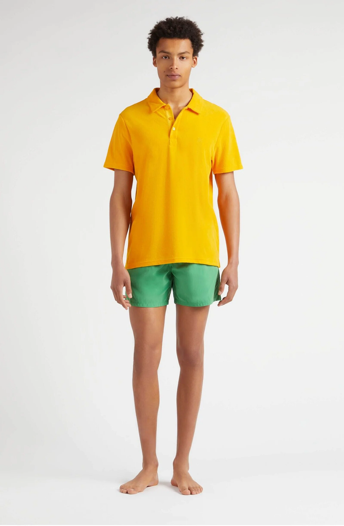 Load image into Gallery viewer, Men Terry Polo Solid Yellow Mangue - Polo Shirt
