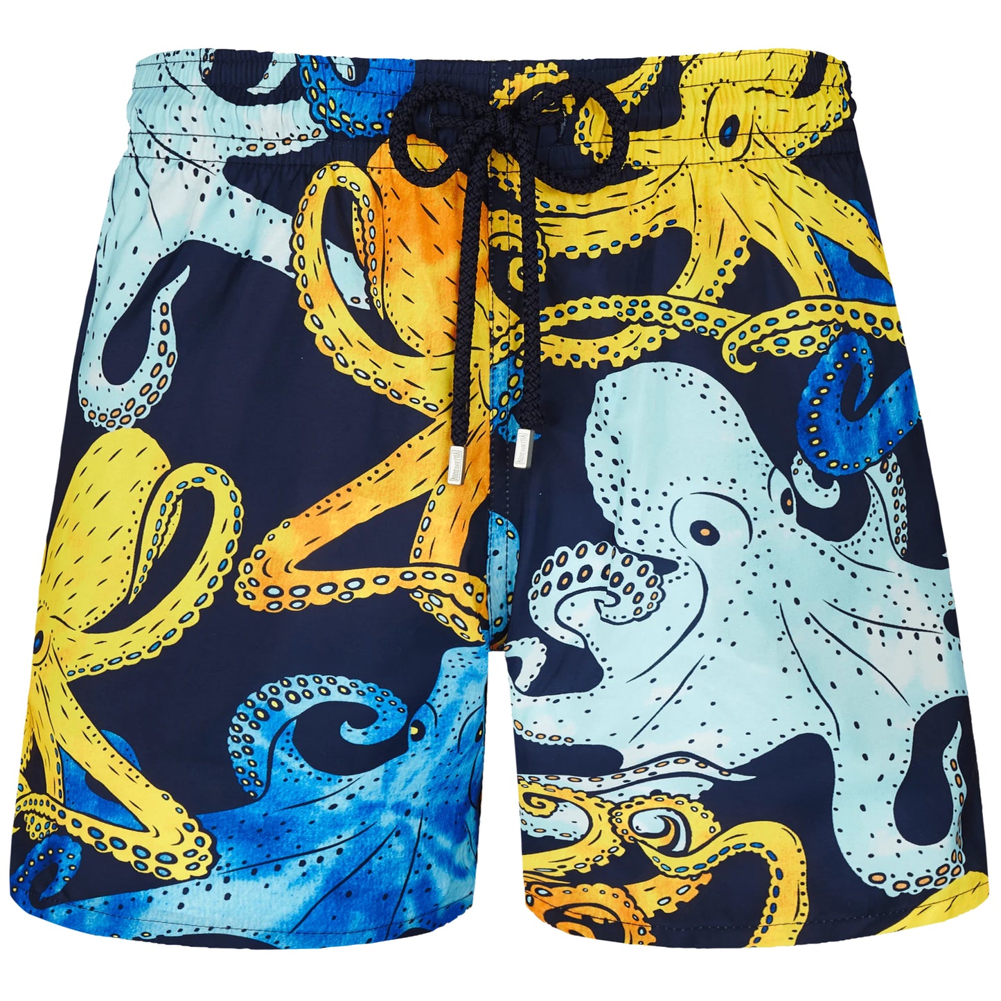 Load image into Gallery viewer, Men Swim Shorts Ultra-Light and Packable Poulpes Aquarelle Navy Blue - Men’s Swim Shorts

