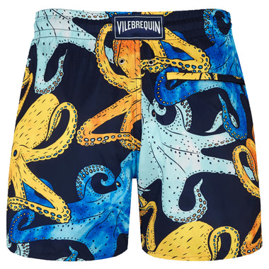 Men Swim Shorts Ultra-Light and Packable Poulpes Aquarelle Navy Blue - Men’s Swim Shorts
