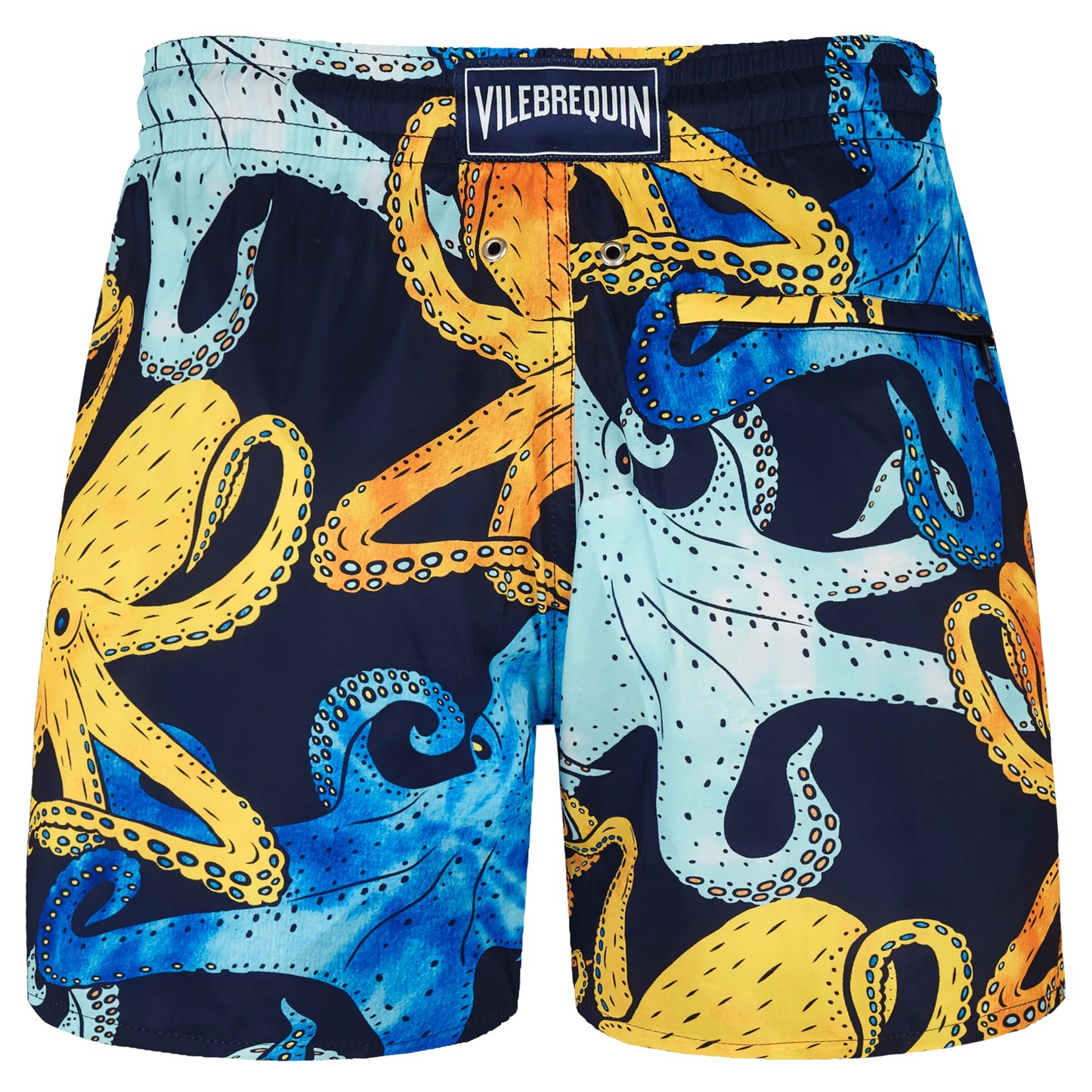 Load image into Gallery viewer, Men Swim Shorts Ultra-Light and Packable Poulpes Aquarelle Navy Blue - Men’s Swim Shorts

