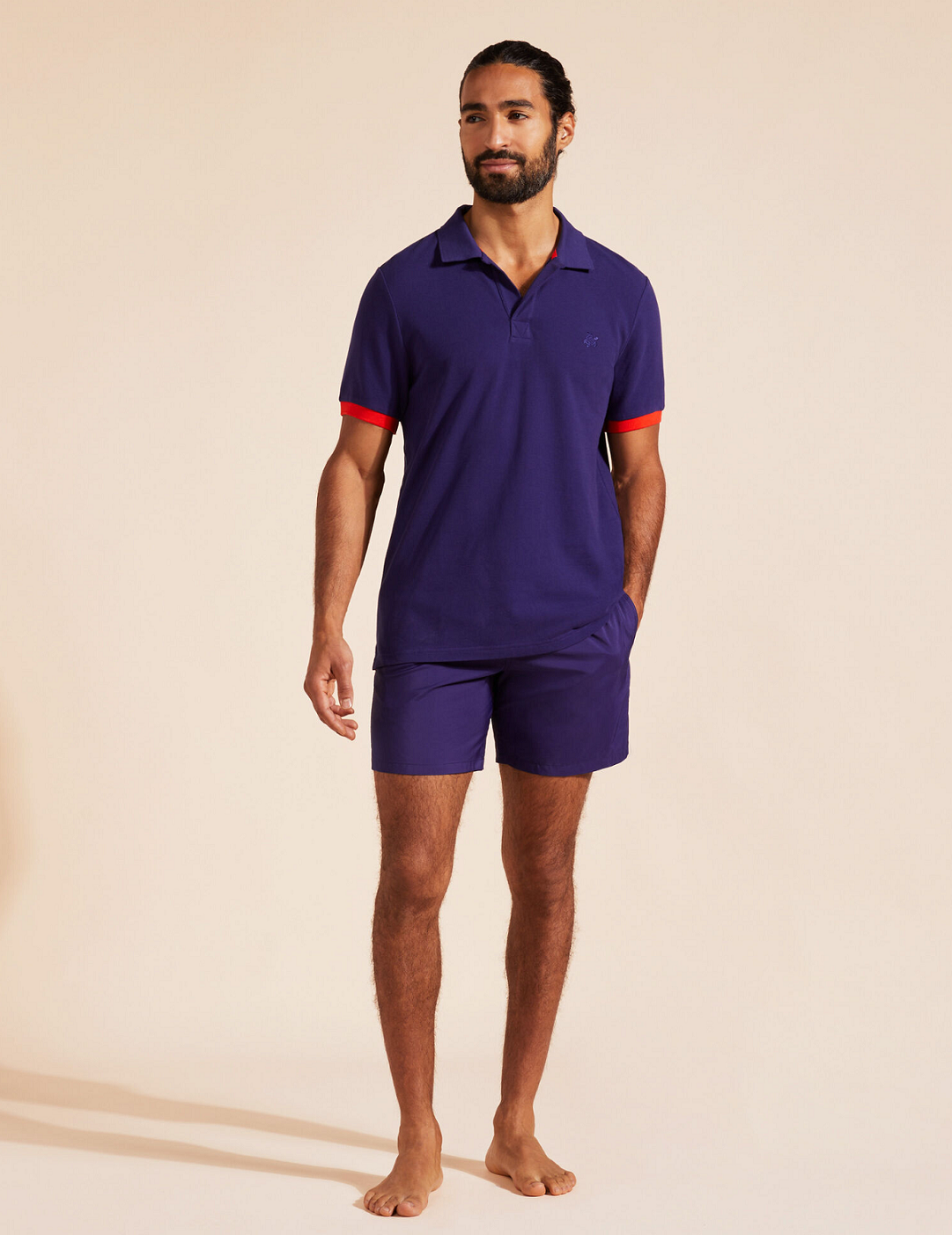 Palatin Polo Shirt Solid Navy Blue/Red - Polo Shirt