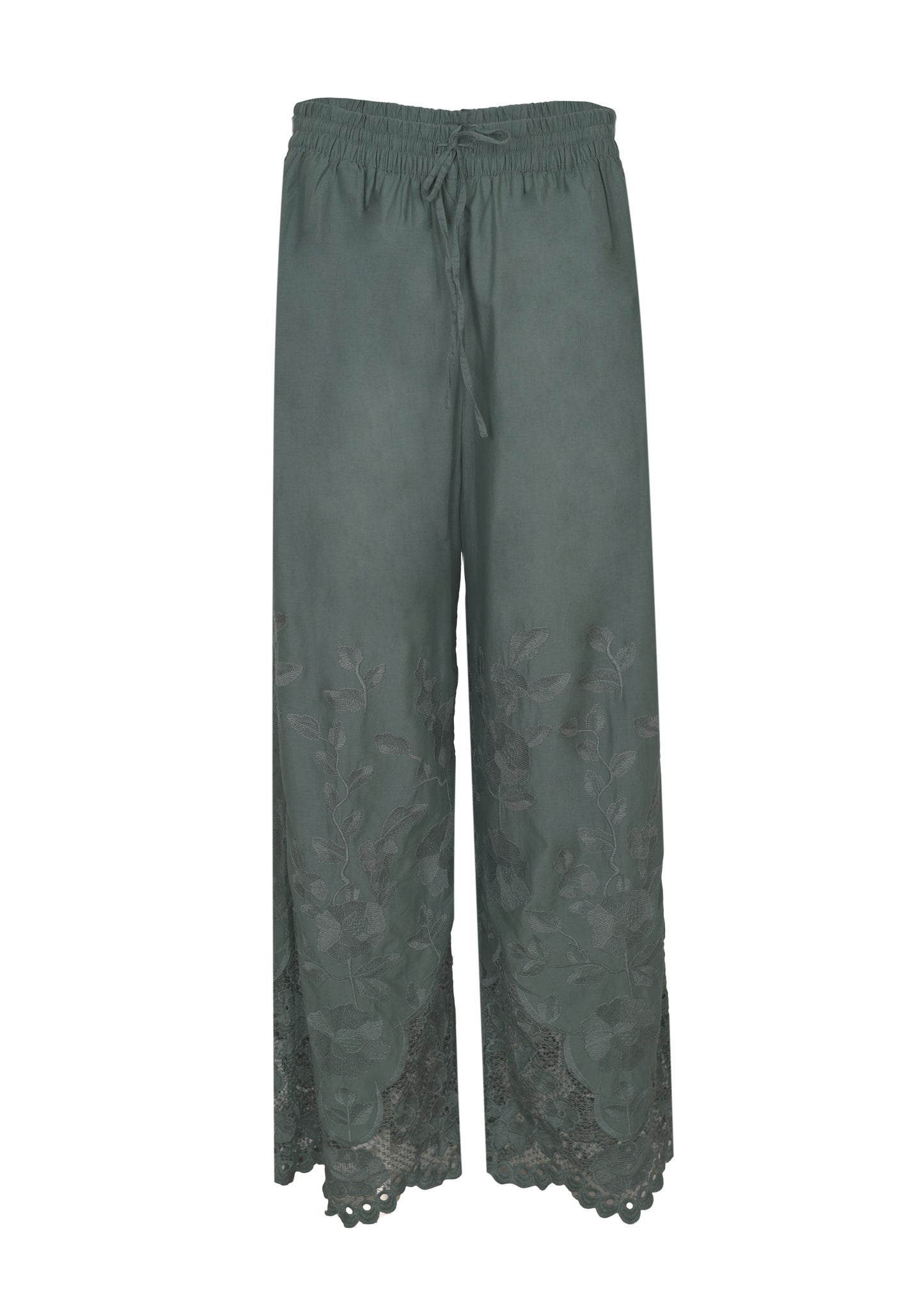 Flora Broderie Pant Sea Green