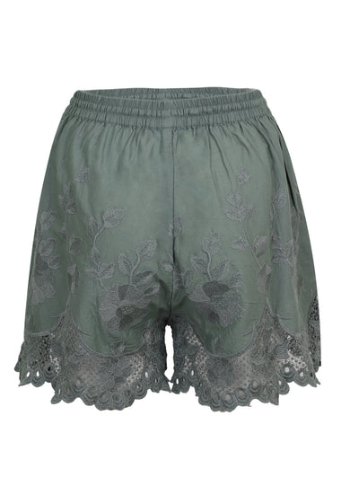 Floral Broderie Short Sea Green