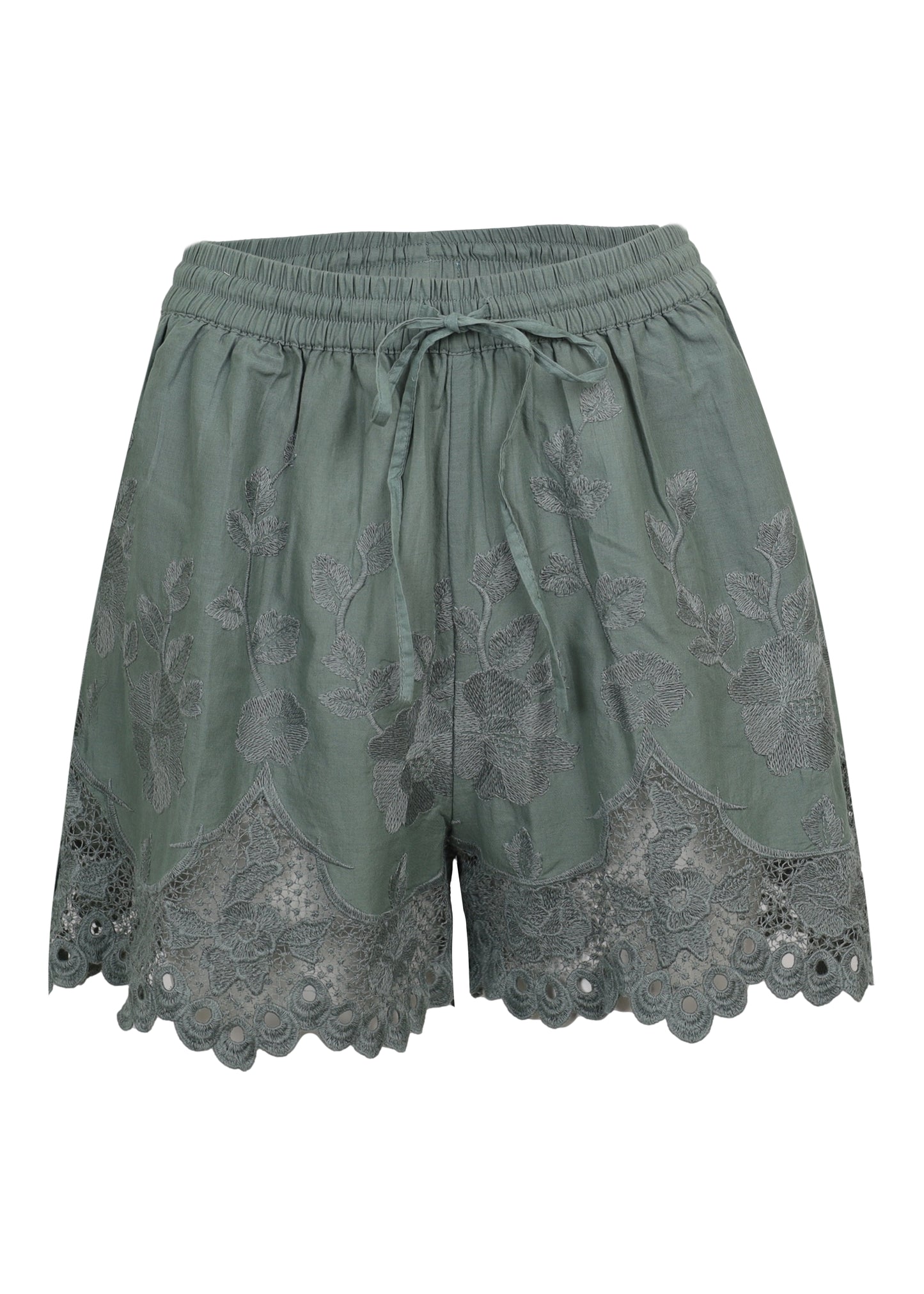 Floral Broderie Short Sea Green