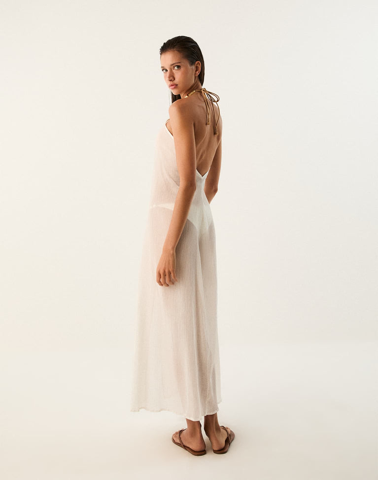 Load image into Gallery viewer, Cloe Long Cover Up Off White
