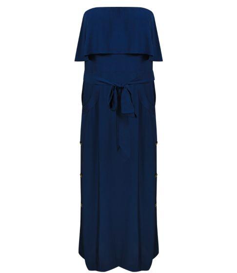 Vix Solid Glenda Long Dress Navy