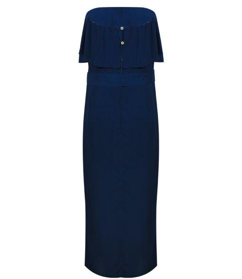 Vix Solid Glenda Long Dress Navy