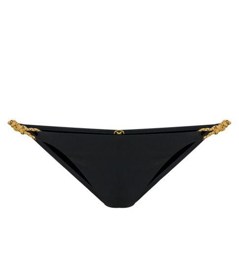 Load image into Gallery viewer, Solid Rope Knot Cheeky Bottom Black - Bikini Bottom
