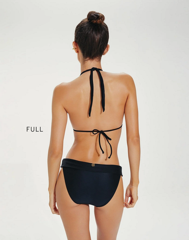 Solid Bia Black Full Cut Bikini Bottom - Bikini Bottom