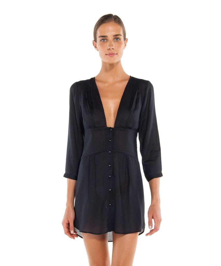 Load image into Gallery viewer, Solid Ana Chemise Black - Cover Up
