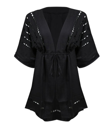 Solid San Diego Short Caftan Black - Dress