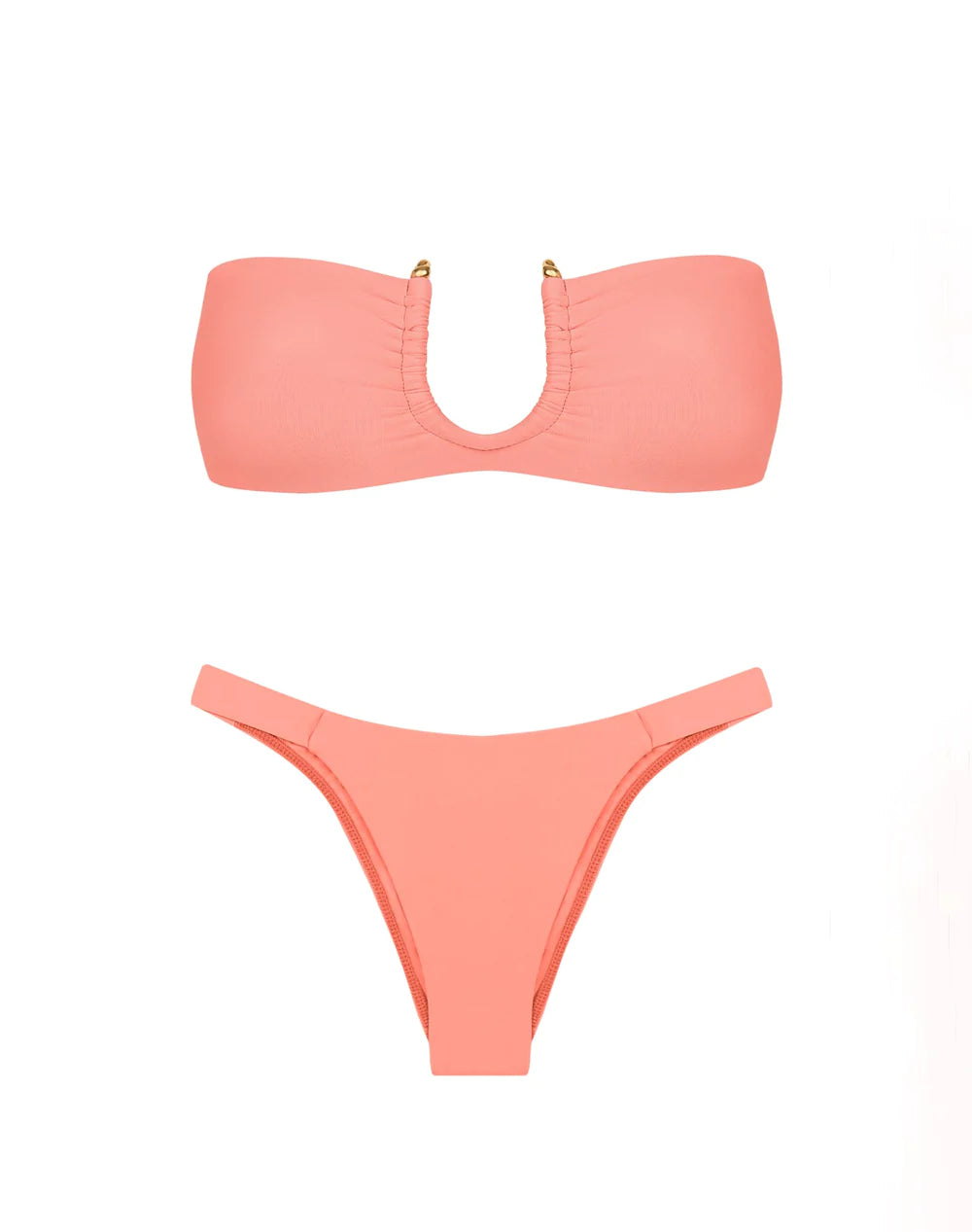 Load image into Gallery viewer, Solid Cora Bandeau Top Peach - Bikini Top
