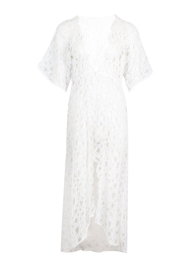 Eyelet Arie Long Cover Up Off White